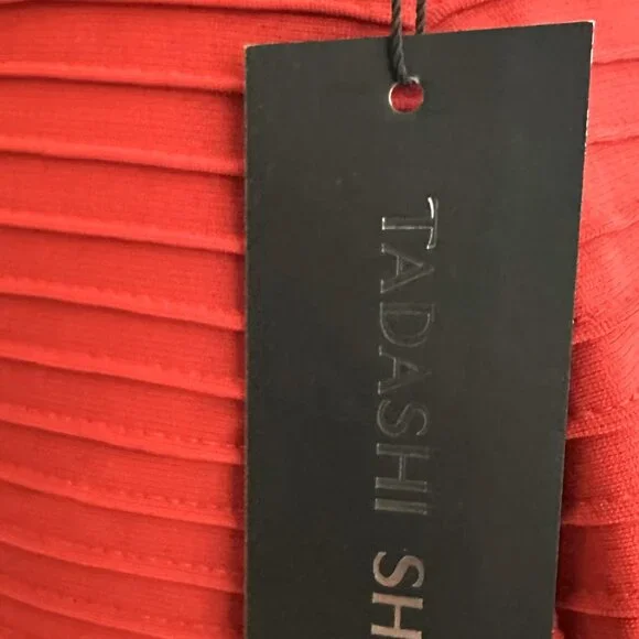 TADASHI SHOJI | NWT Red Sleeveless Pintuck Dress Sz M - Picture 5 of 7